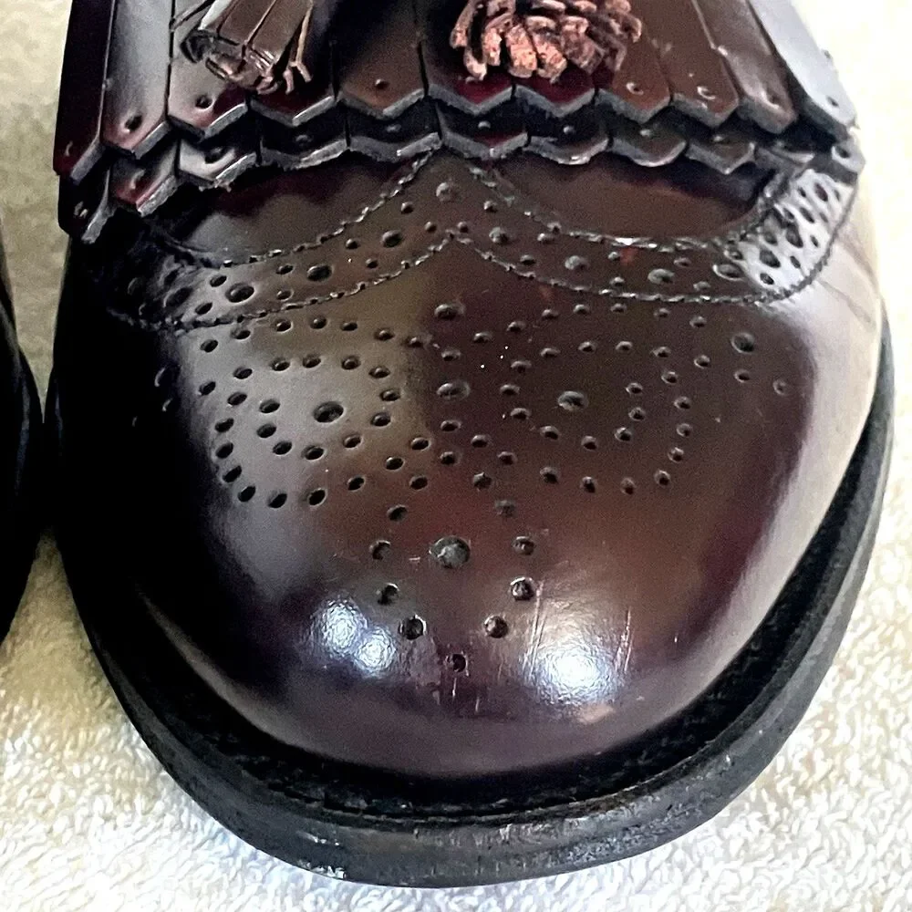 Dexter Shoes Vtg Kiltie Tassel Loafer Wingtip Burgundy Benchmade 10.5 USA Preppy